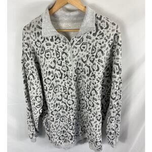 Aerie Animal Print 1/4 Zip Oversized Sweatshirt Size Small